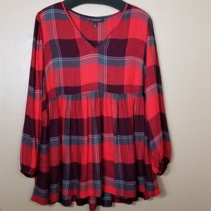 Lane Bryant | Plaid Blouse Peplum Bottom sz 14/16